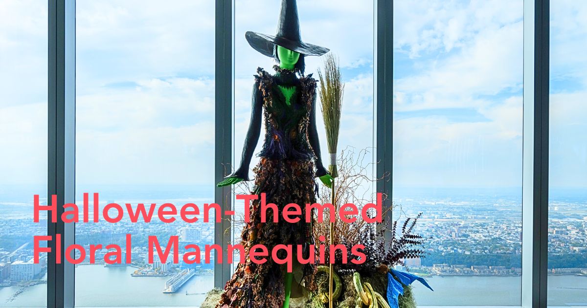 Halloween-themed floral mannequins