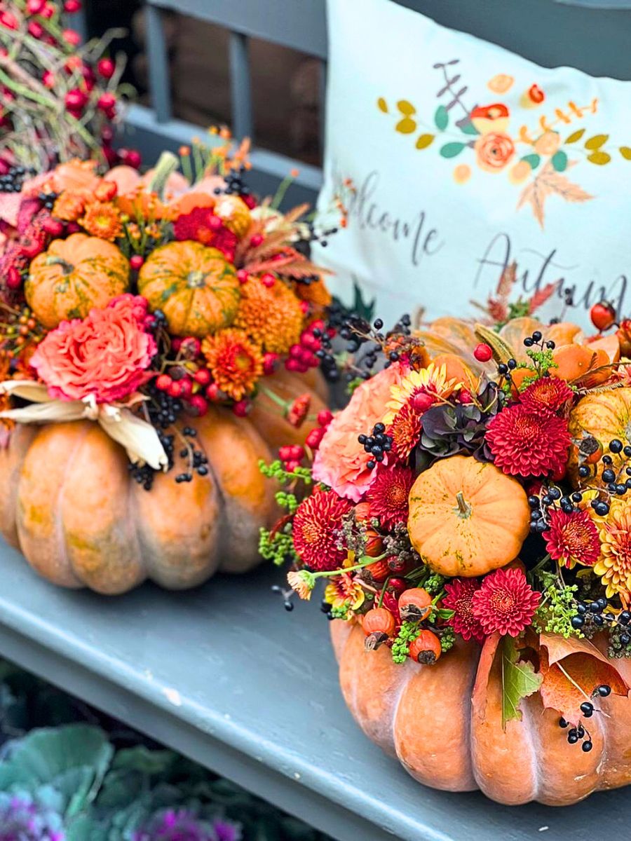 Flowered pumpkins by Attila Nemeth florist