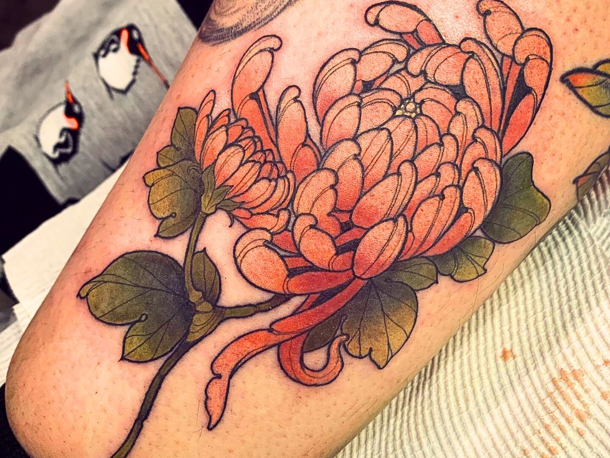 Chrysanthemum Flower tattoo 