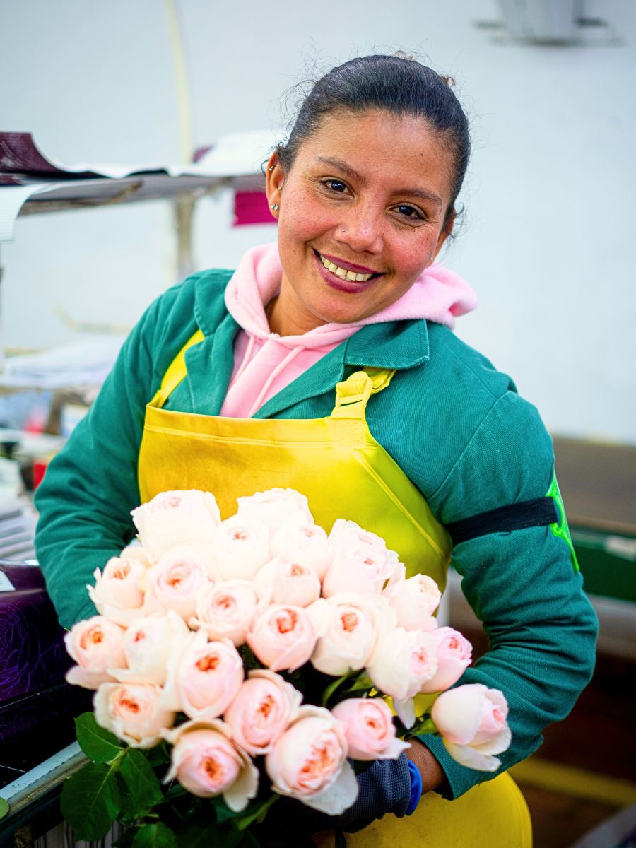 Happy worker at Alexandra Farms