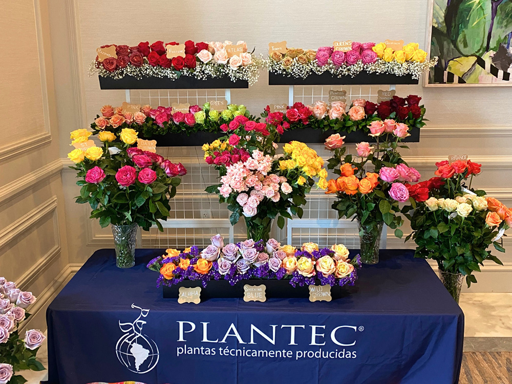 Plantec booth full of roses at SAF