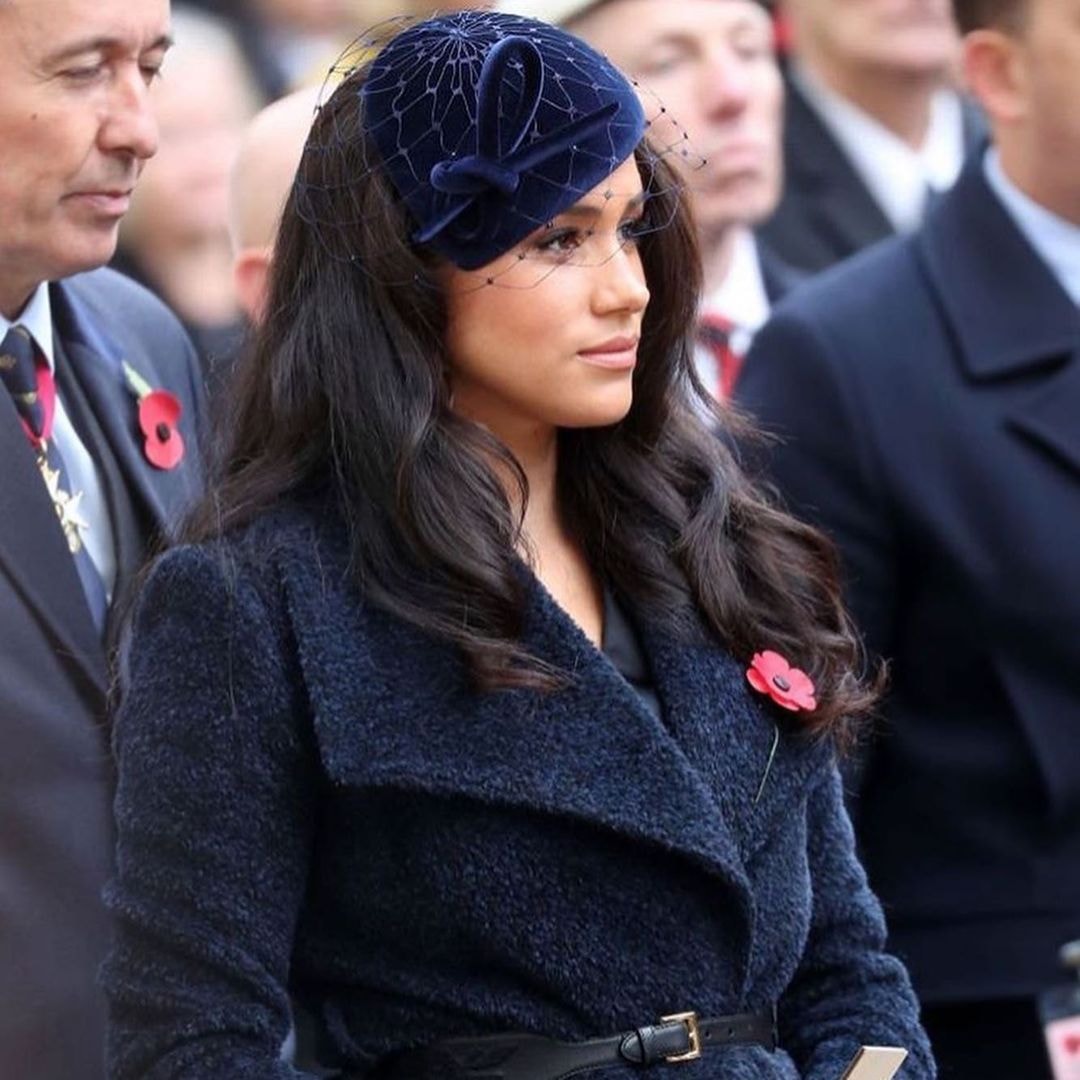 Meghan Markle Duchess of Sussex wearing poppy on Remembrance Day