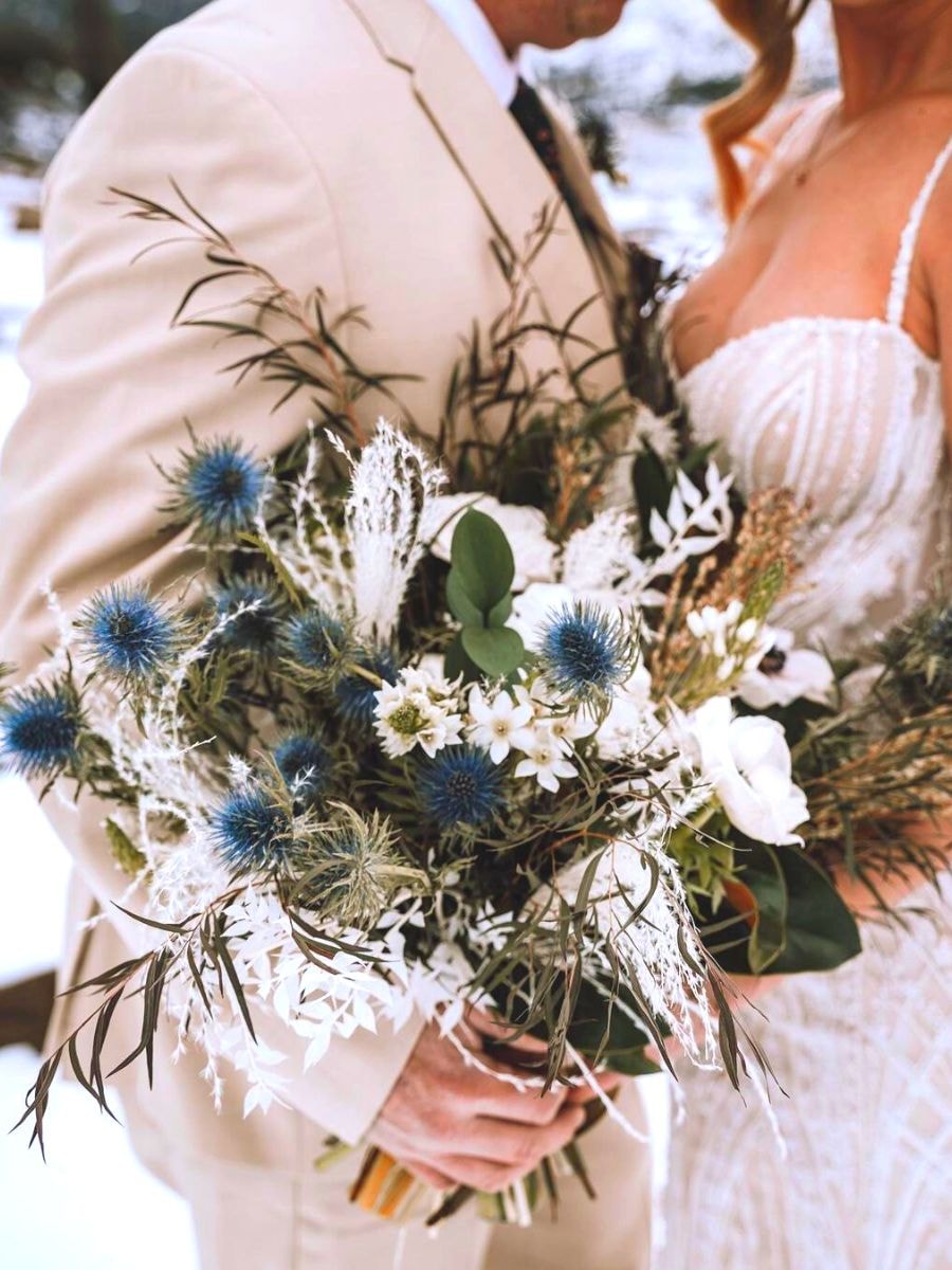 Eryngiums steal the show in this wedding bouquet