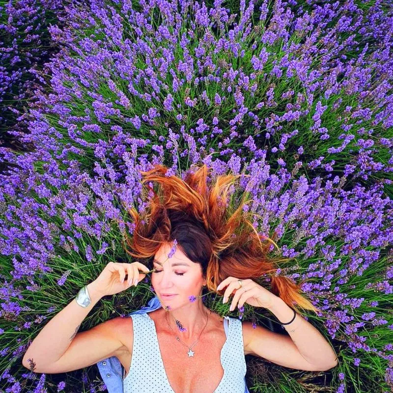 Woman in lavender field