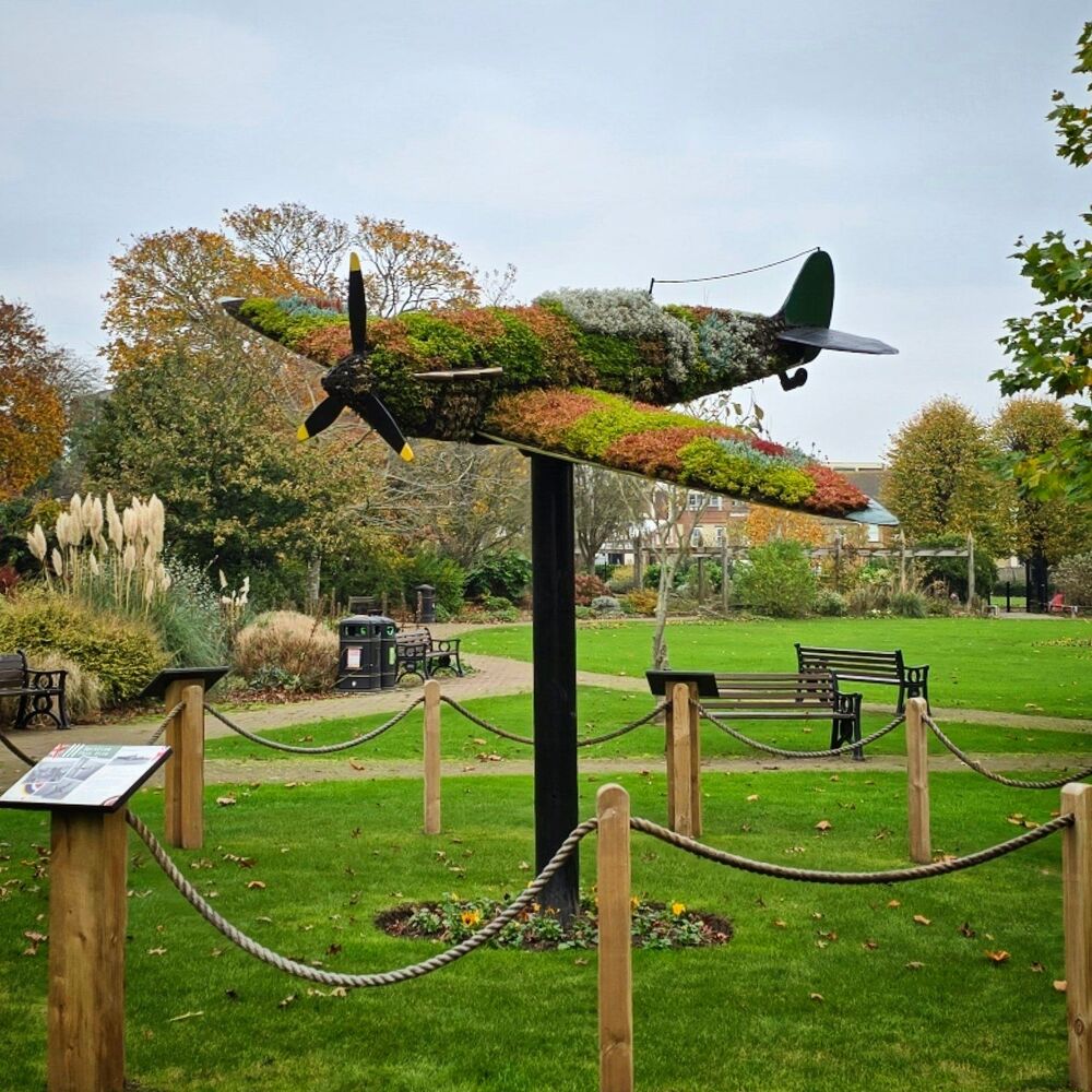 Spitfire floral display in the Memorial Gardens