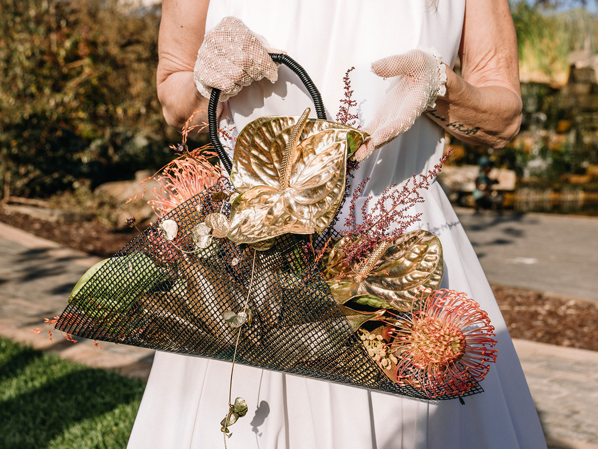 Floral jewelry bag by Laura Draghici