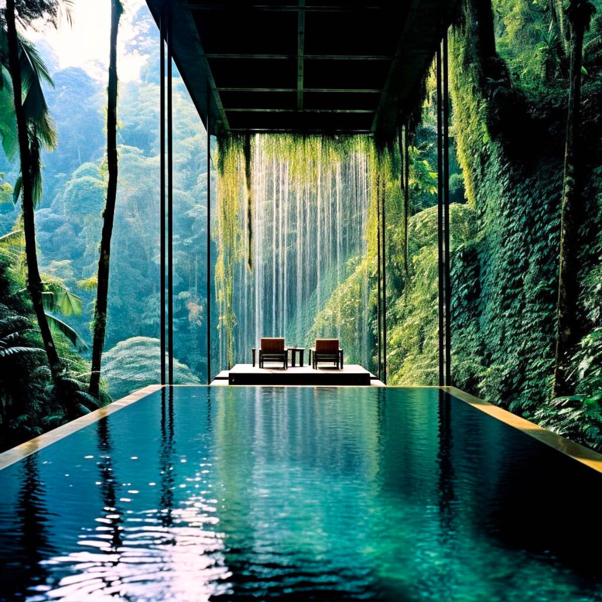 An infinity pool with infinite jungle scene by Hajar Ali