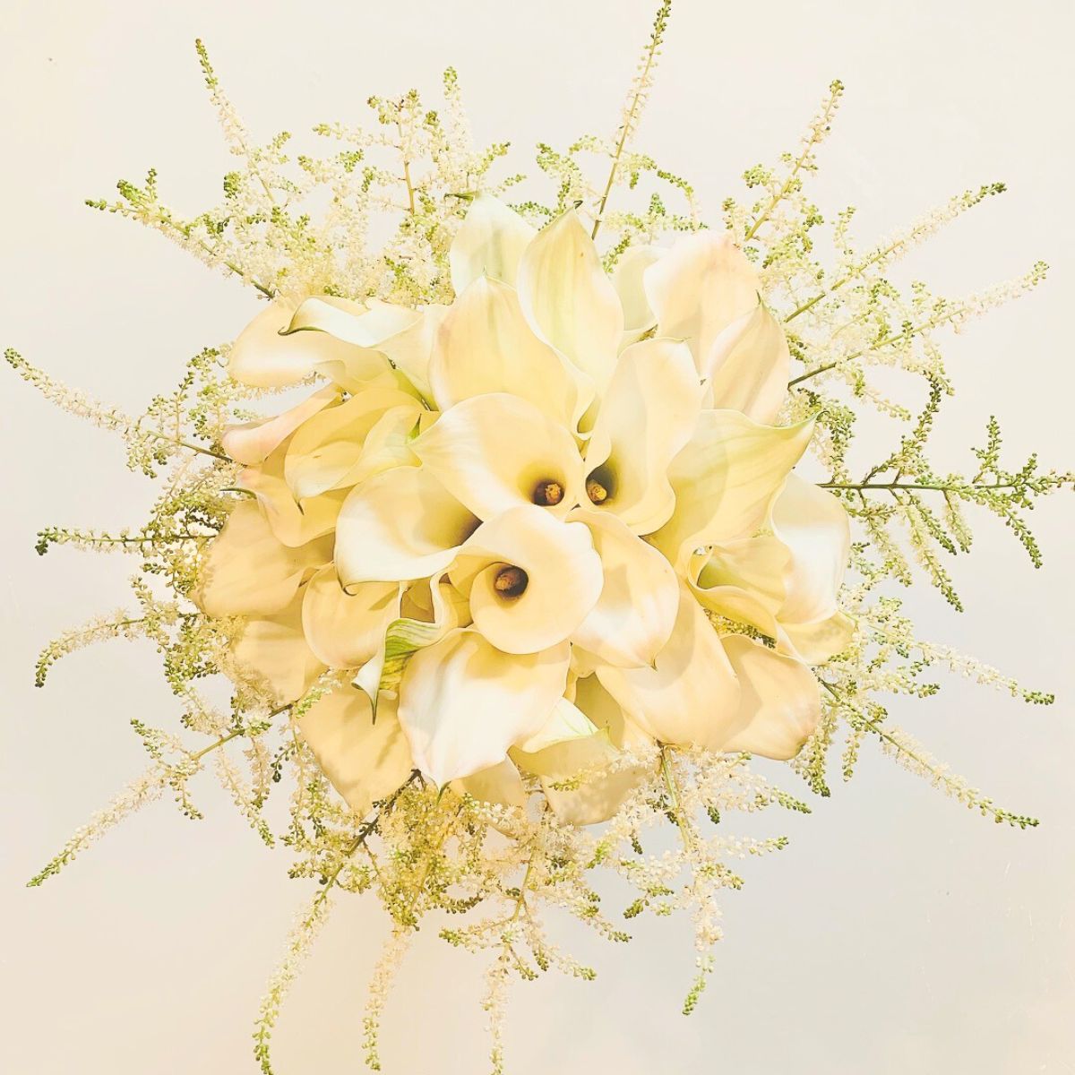 Wintery bouquet of white callas