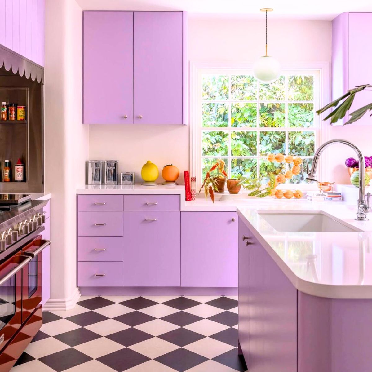 A lavender toned kitchen