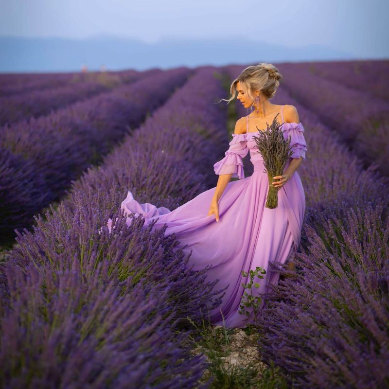 Woman in lavender field