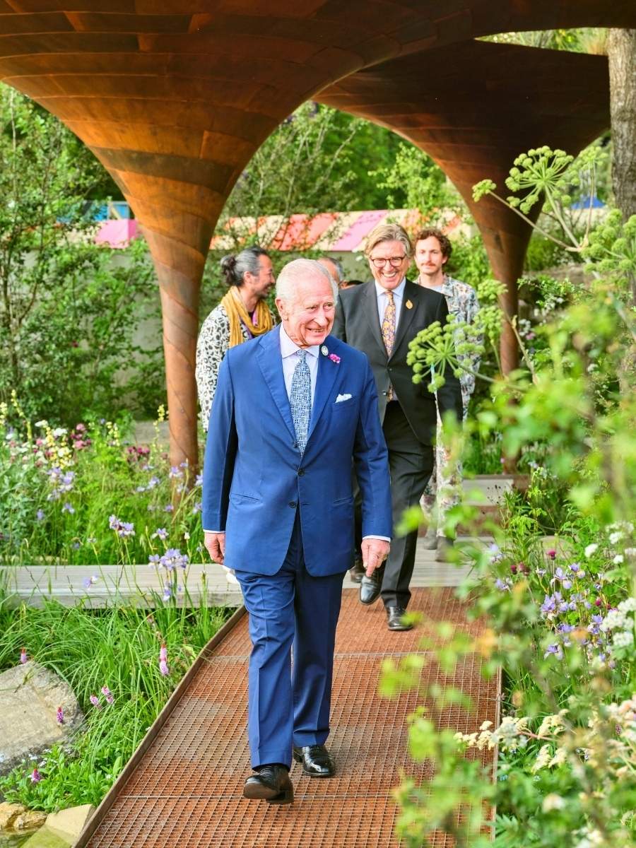 King Charles recently visiting the garden