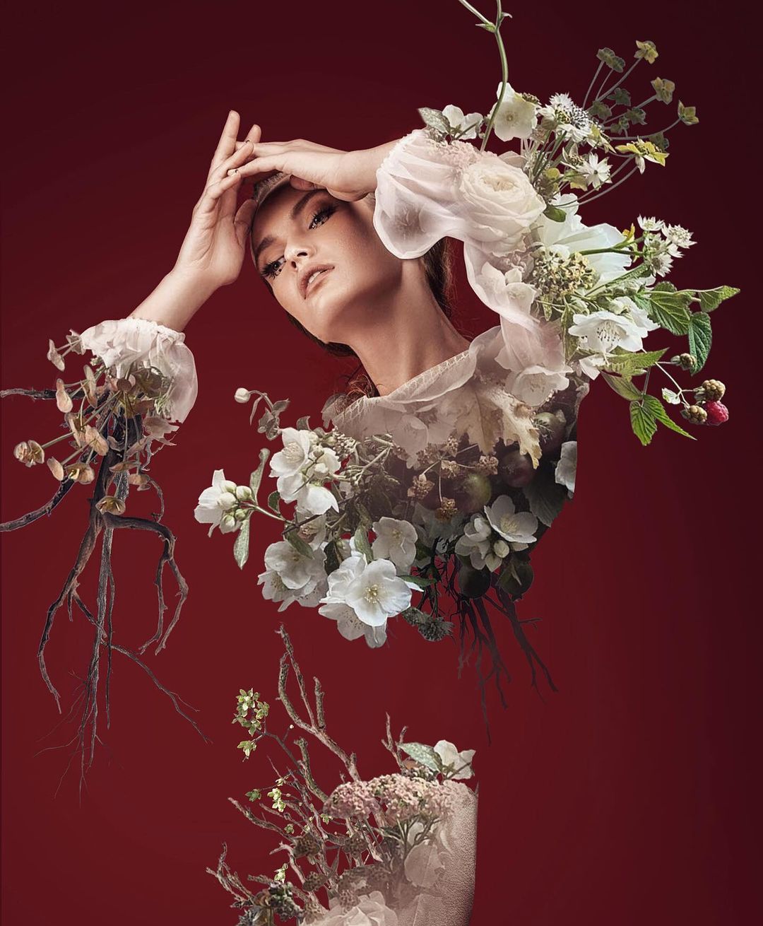 Nature Blooms From the Human Body in the Digital Collages of Charles Bentley Floral Art