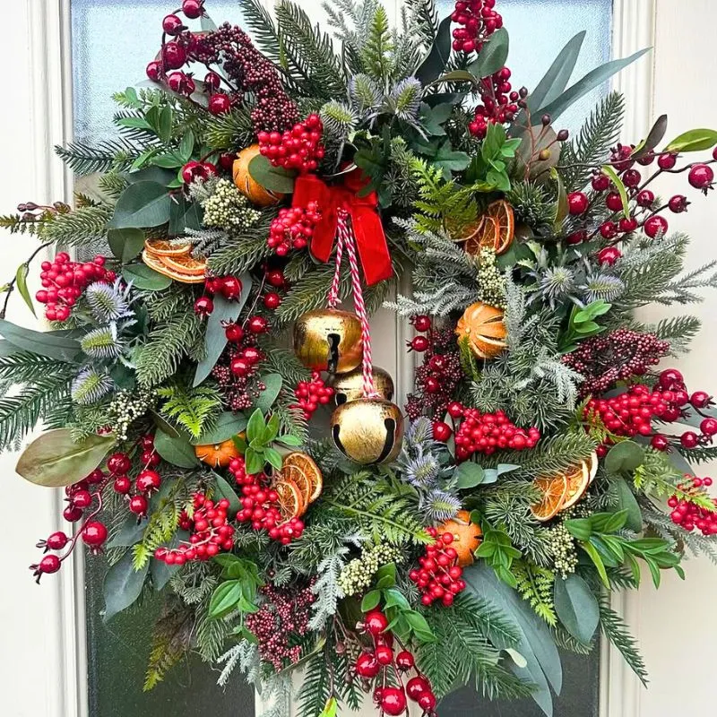 Colorful xmas wreath