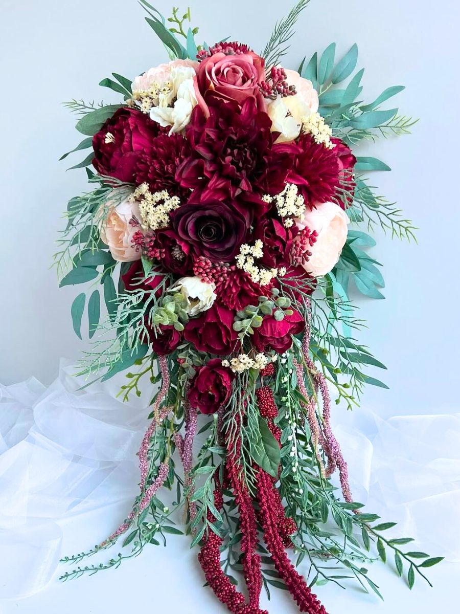 Dark romance cascading wedding bouquet