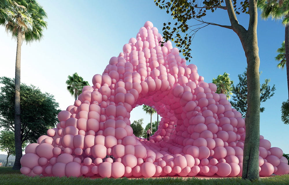 Pink Sets the Tone in the Immersive Installations by Cyril Lancelin Pyramid Installation