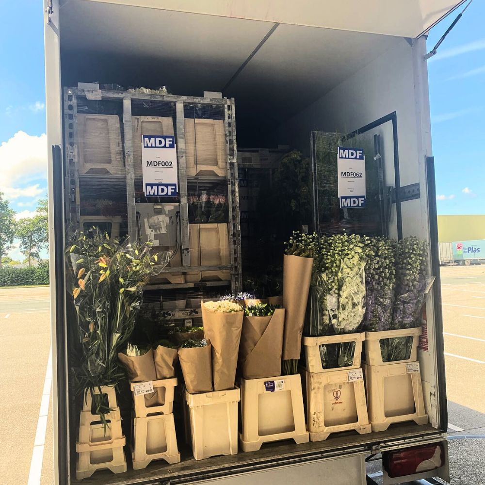 truck loaded with flowers