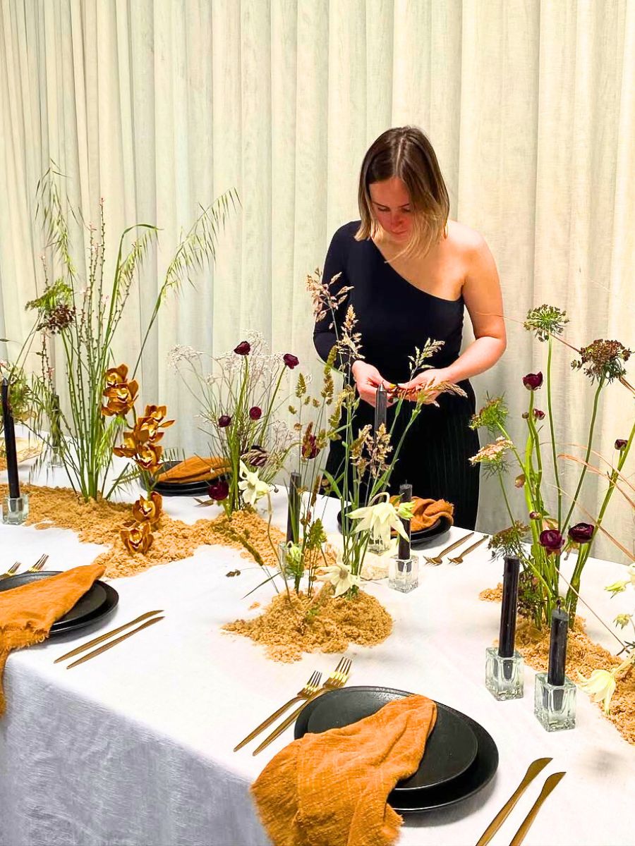 Shae in the magic of arranging flowers