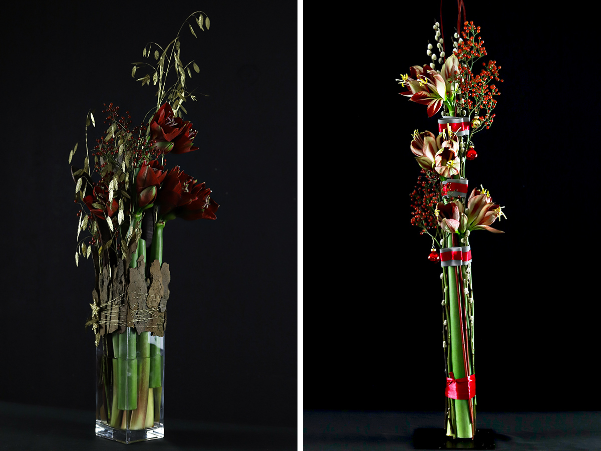 Two standing Amaryllis designs by Gaetan Jacquet