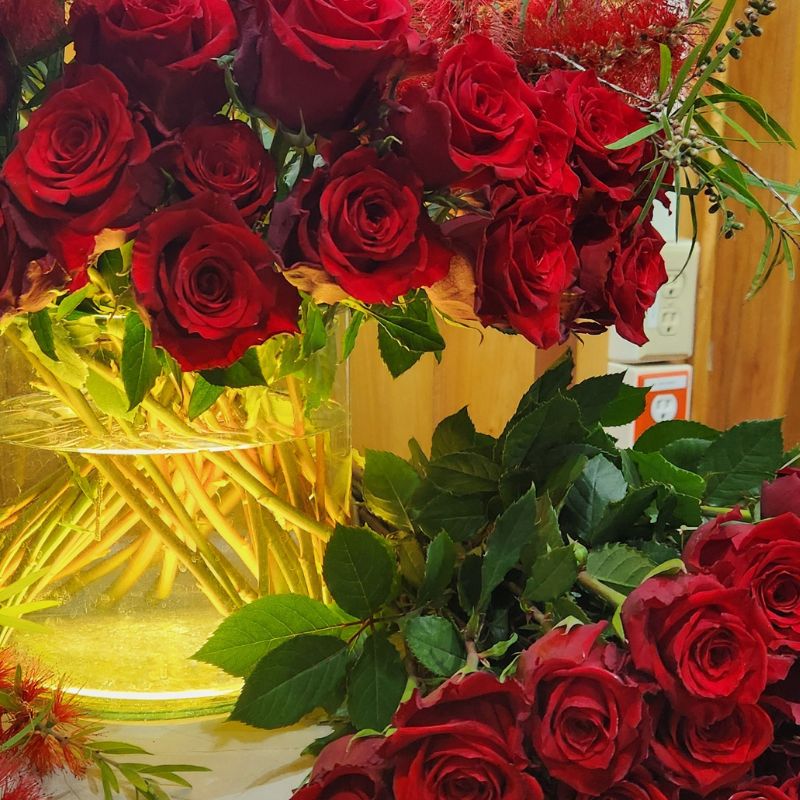 Born Free roses in arrangement