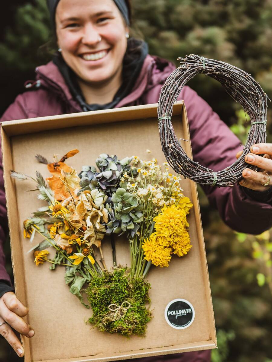 lady with flower kit