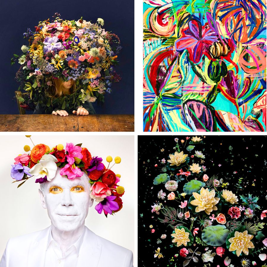 Different types of digital and floral art