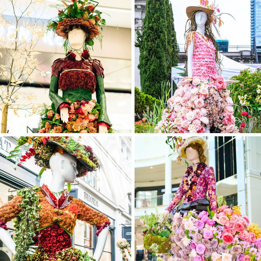 Floral mannequins inspired by Downtown Abbey