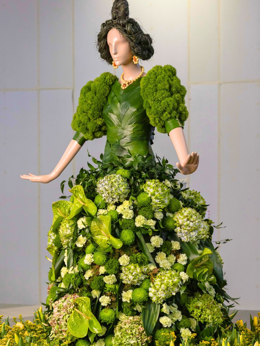 All green floral mannequin piece