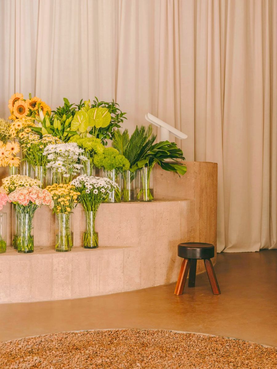 Detail of flowers and concrete materials