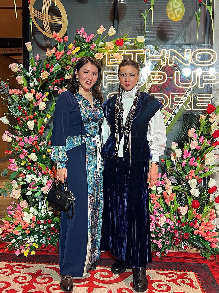 Two Kazakh women dressd up for Nauryz Party