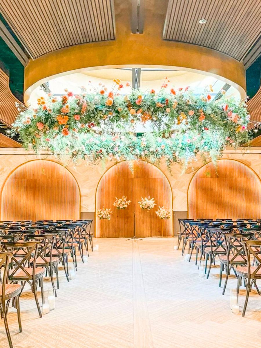 Aerial floral installation by Nancy Zimmerman