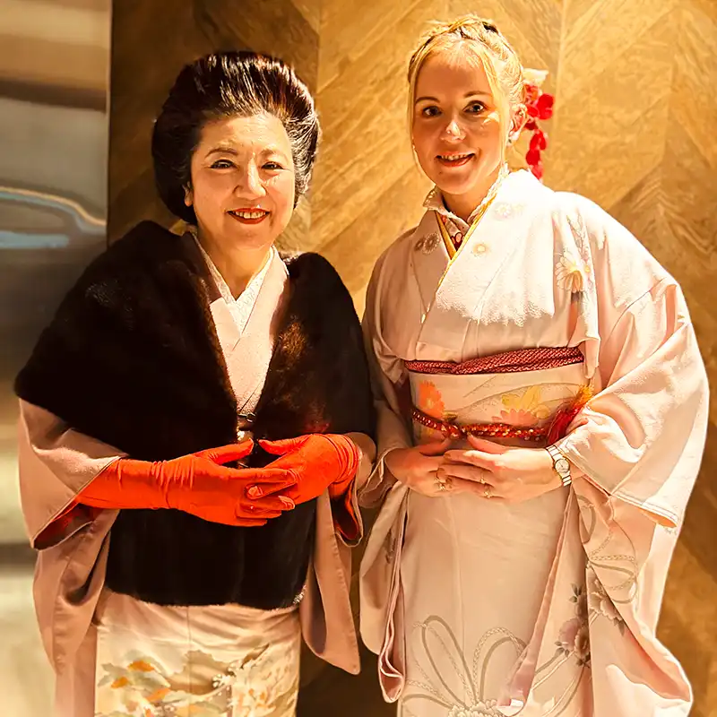 Noriko and Katya Hutter wearing a kimono in Japan