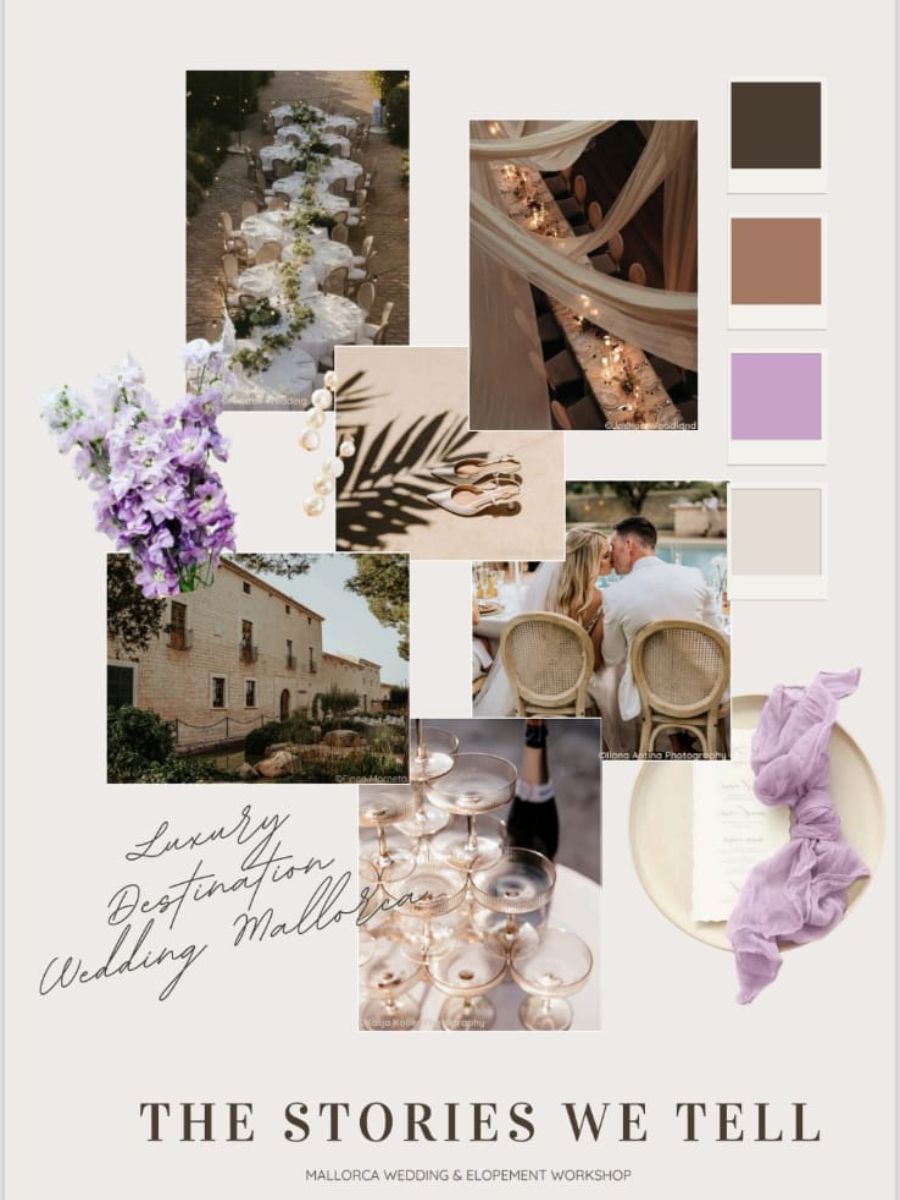 Moodboard Amy Hall for Inspirational Wedding Photoshoot in Mallorca