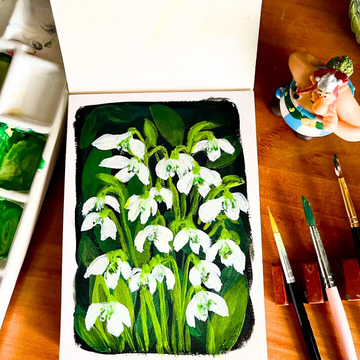 Painting of snowdrop flowers