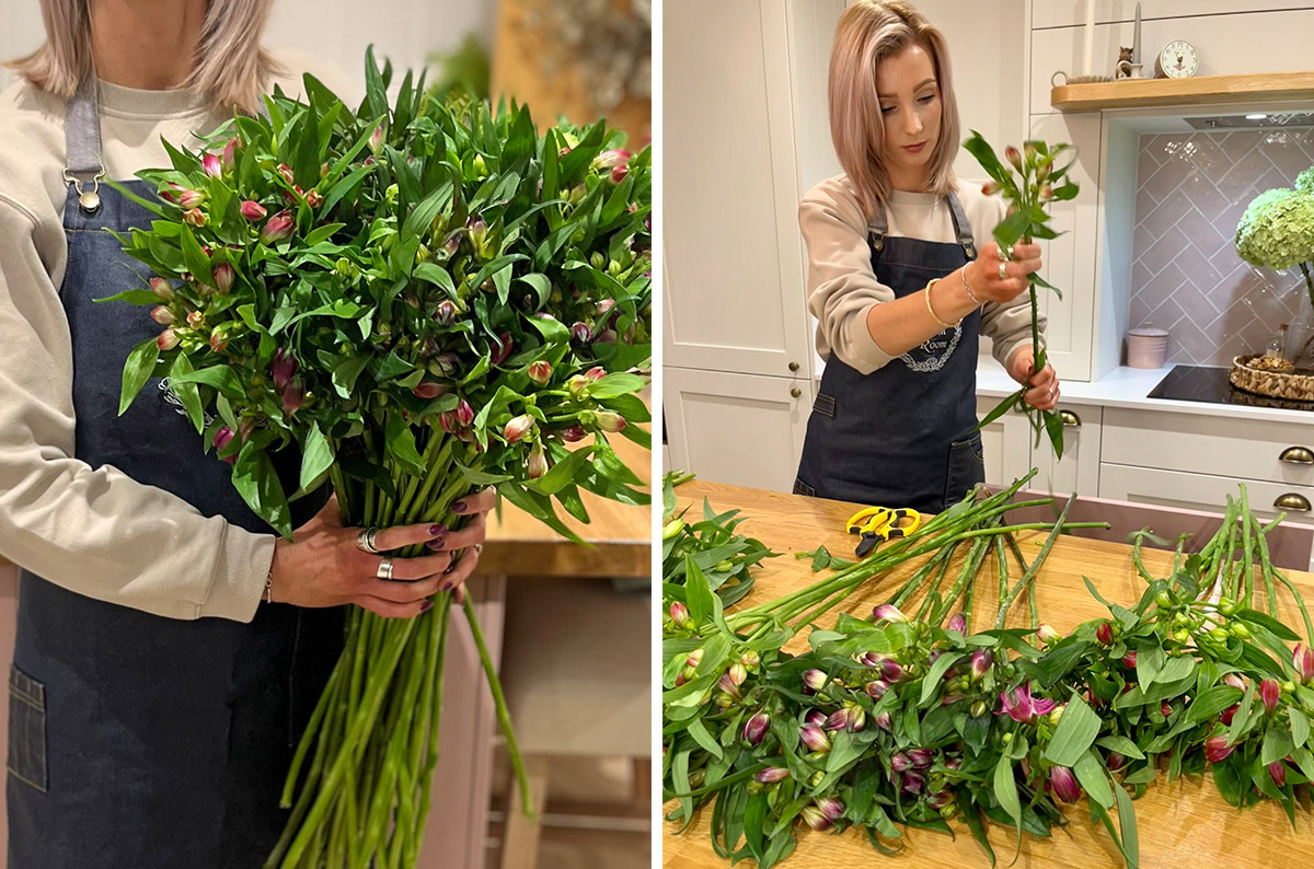 Nicola Armstrong Alstroemeria creating 2 Bouquets