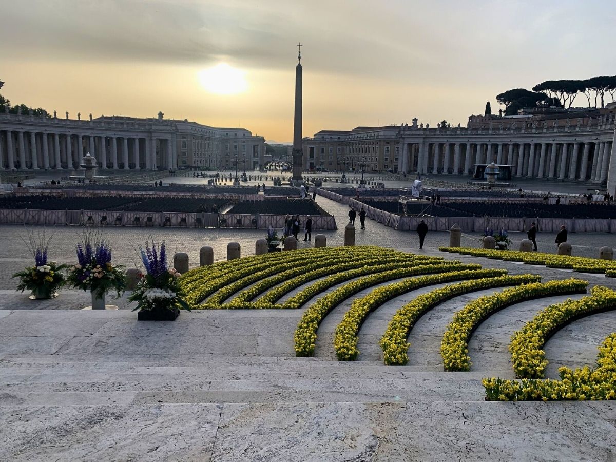 Flowers on St Peter's Square in Rome