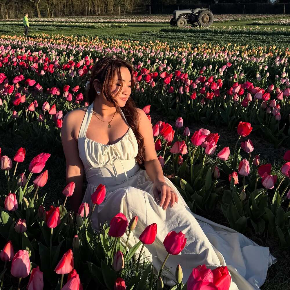 lady in tulip field lady in tulip field