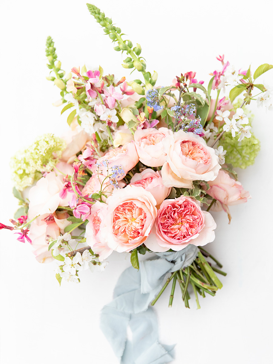 Wedding bouquet with Rose Phoebe from David Austin