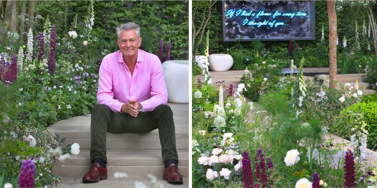 Richard Miers with his designs at RHS Richard Miers with his designs at RHS