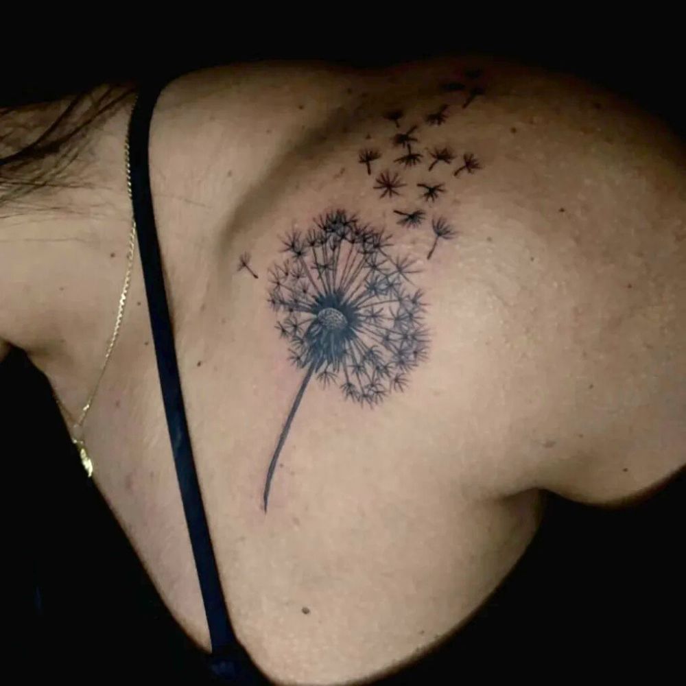 Dandelion flower tattoo dandelions are known to be associated with new beginnings and has various interpretations in many cultures