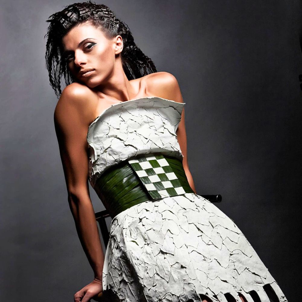 A model during a photoshoot guided by Driuchan Olena World Cup Floral Art