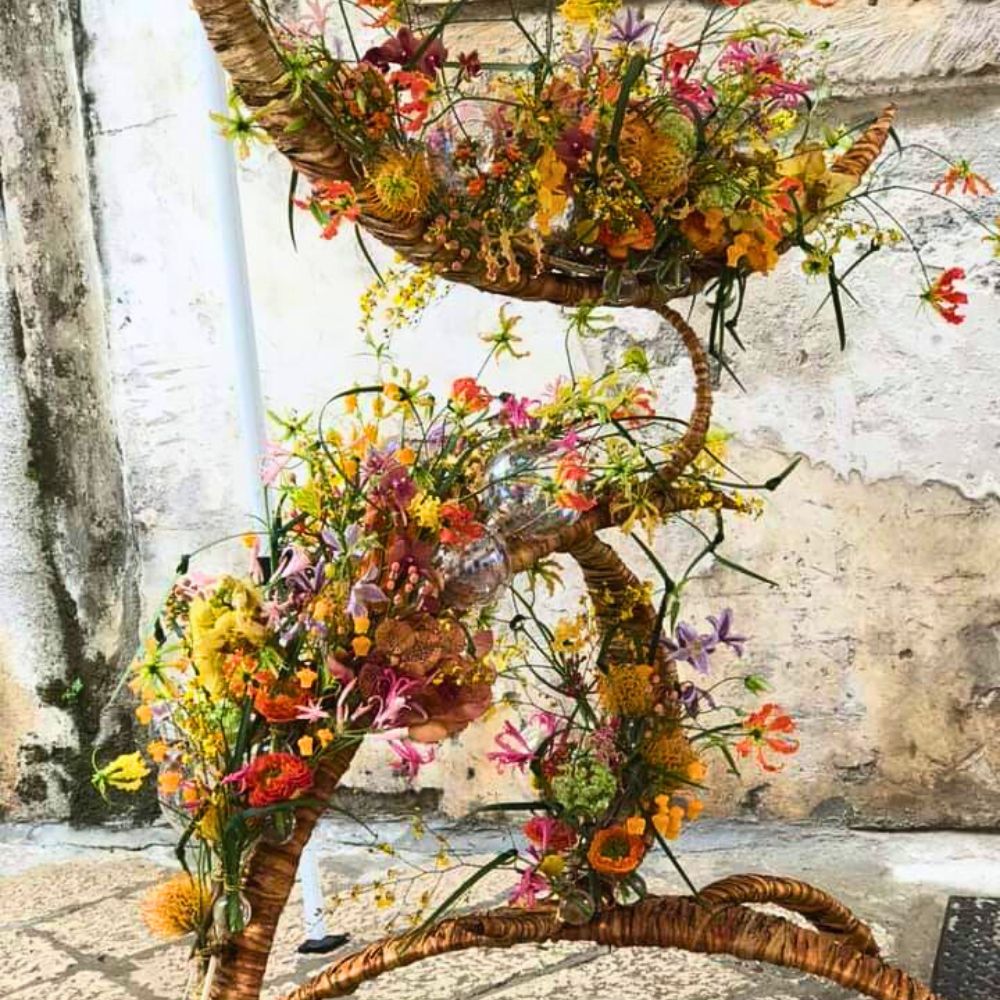 Driuchan Olena brings her creativity to life with fusion of materials forms and different textures in this design World Cup Floral Art 2025
