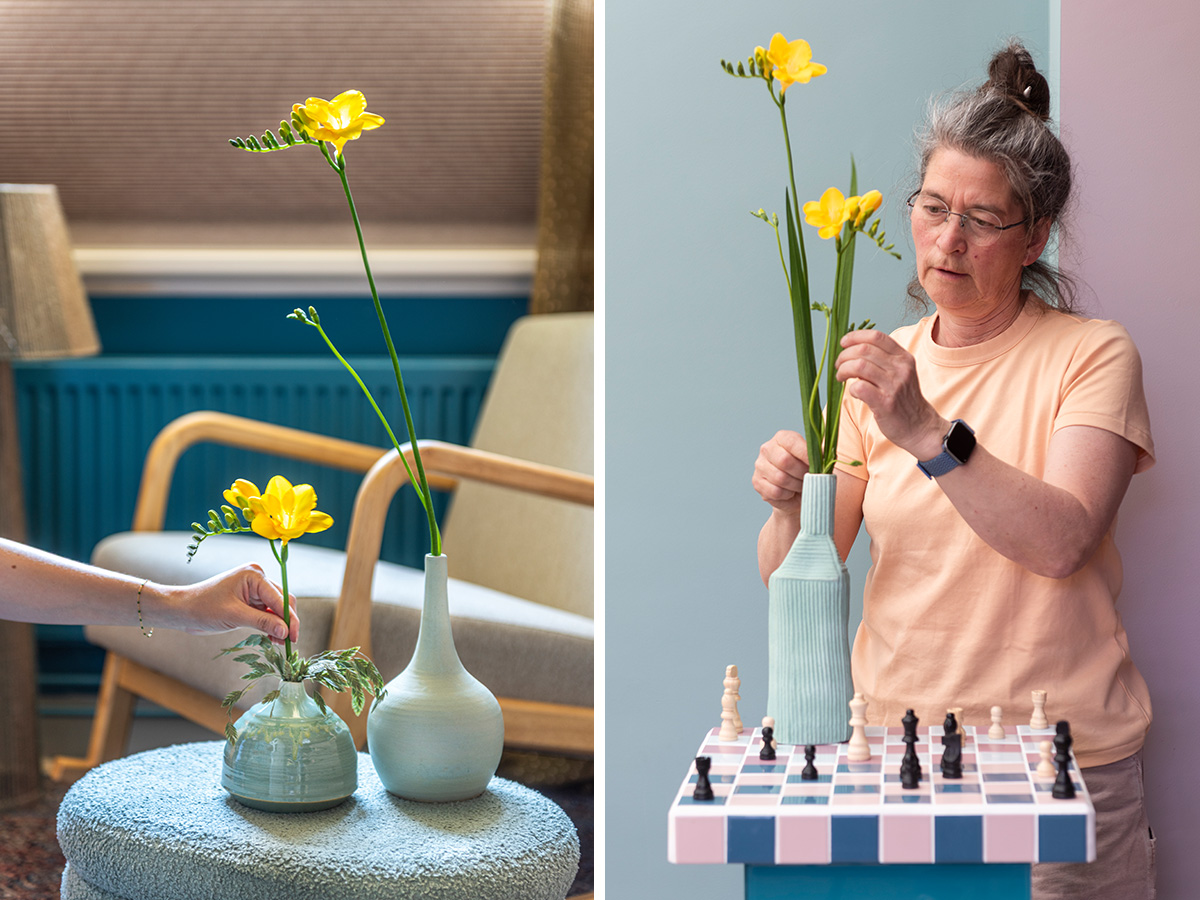 Elize Eveleens designing with yellow Freesia One XXL Elize Eveleens designing with yellow Freesia One XXL