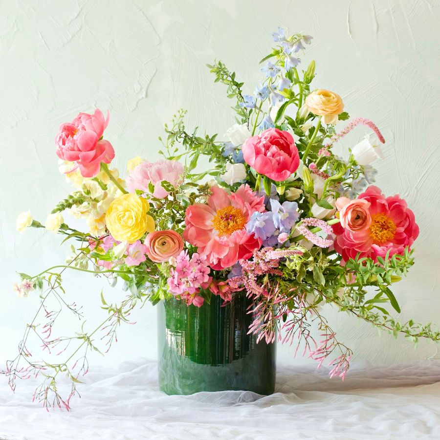 Piece with peonies by fernstudioflowers and katietylerpurnell
