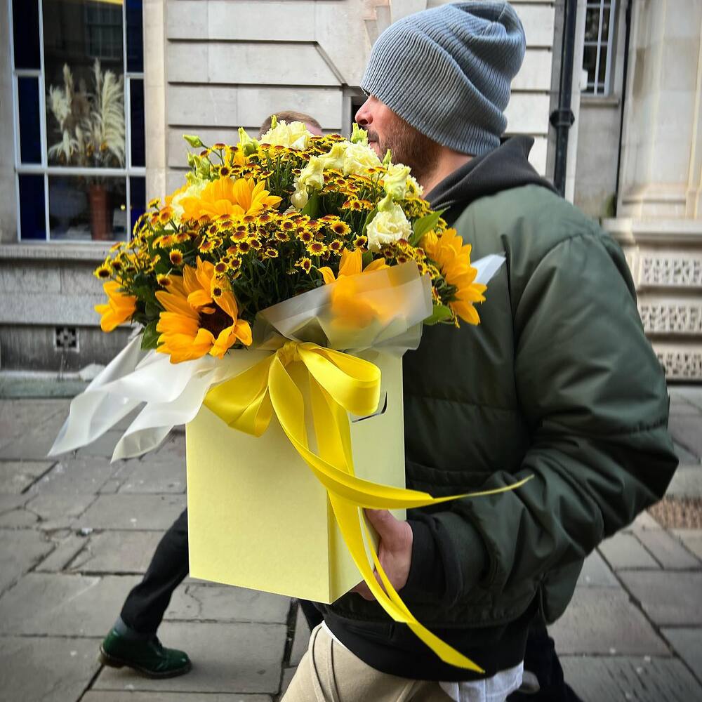 yellow gifting flower box yellow gifting flower box