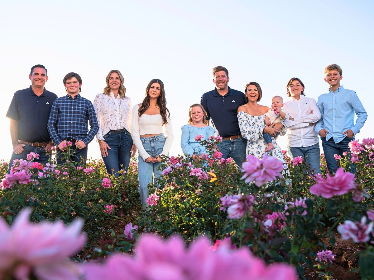 The families of both Brian Rhodes and Tyler Francis at their Rose farm 10 Questions to Tyler Francis