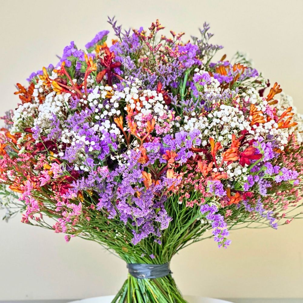 Kangaroo paw with gypsophilia and limonium bouquet Imani Flowers