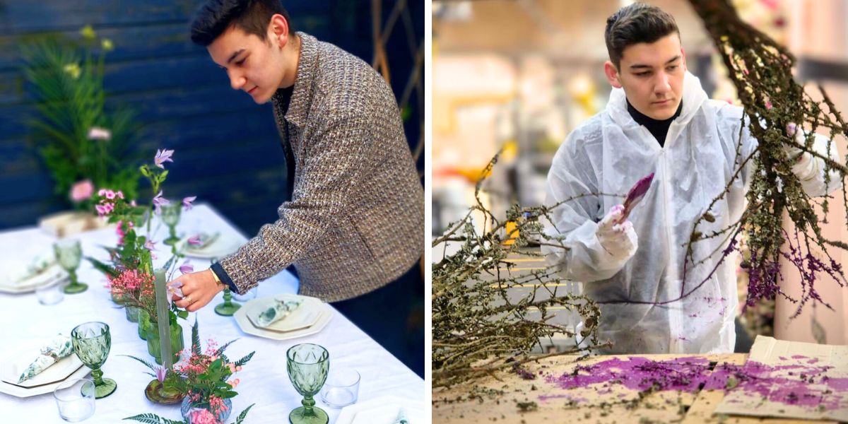Valentin working with flowers