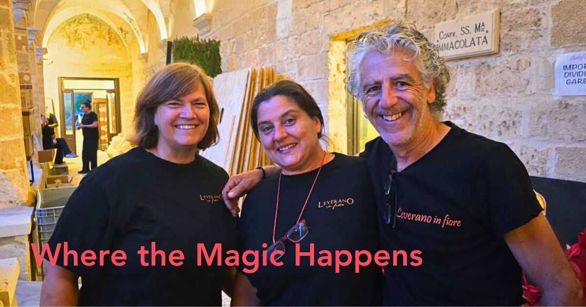 Regine Motmans With Anna and Francesco preparing for Leverano in Fiore 2025