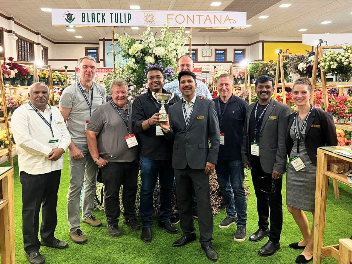 Mohan with team Black Tulip Group displaying an award they won at the IFTEX for the best stand 10 Questions to Mohan
