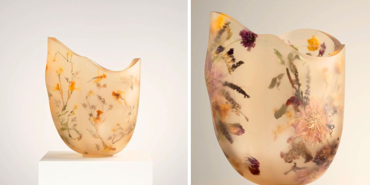 More resin floral vases closeup
